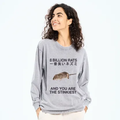 Tokyo-Tiger World's Stinkiest Rat Washed Long Sleeve T-Shirt