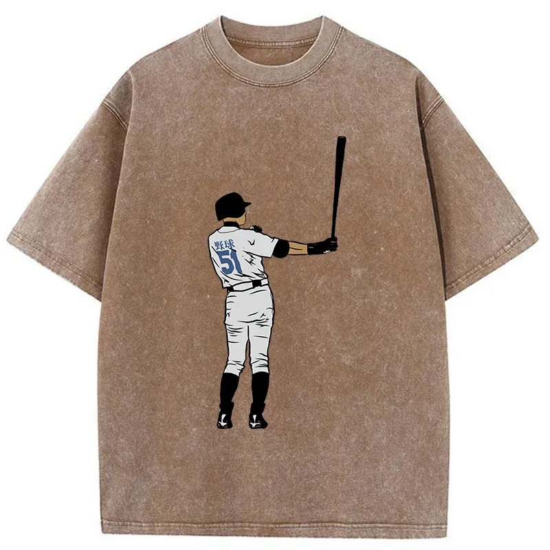 Tokyo-Tiger Baseball Handsome Pose Washed T-Shirt