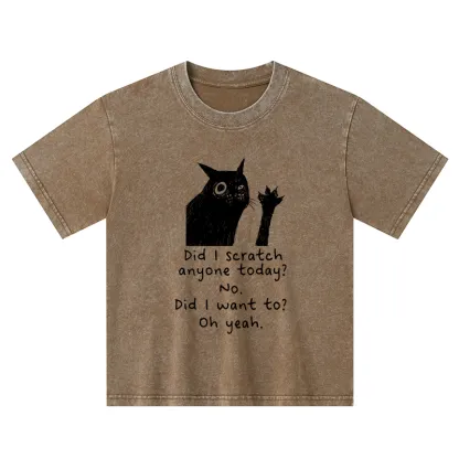 Tokyo-Tiger Black Cat Scratches People Kids Washed T-Shirt