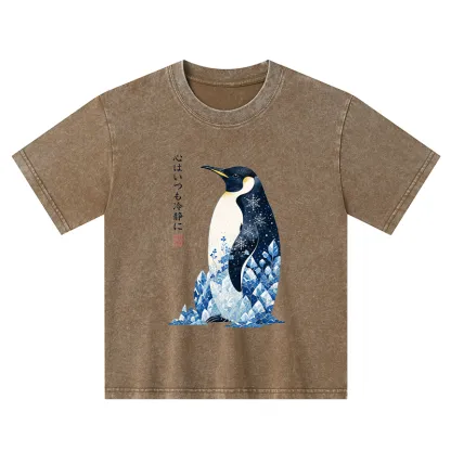 Tokyo-Tiger Keep Calm Penguin Kids Washed T-Shirt