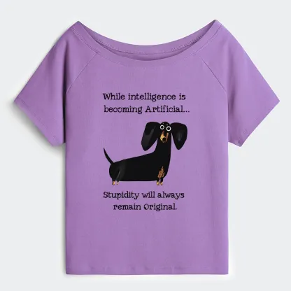 Tokyo-Tiger Dachshund Real Humor Funny Meme Off Shoulder T-Shirt