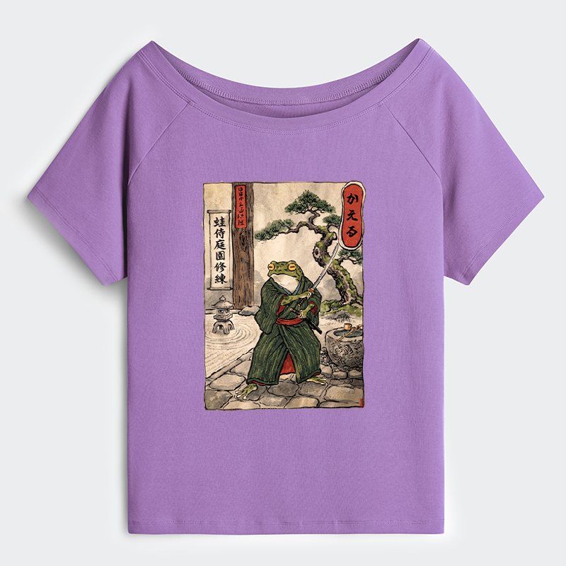Tokyo-Tiger Samurai Frog Training Off Shoulder T-Shirt