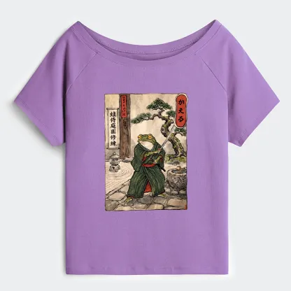 Tokyo-Tiger Samurai Frog Training Off Shoulder T-Shirt