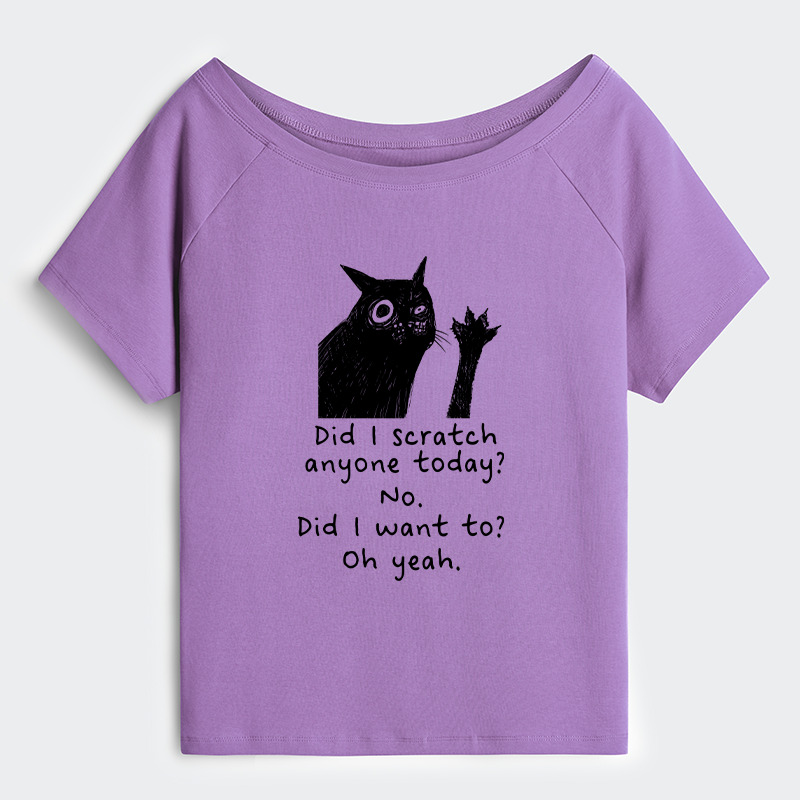 Tokyo-Tiger Black Cat Scratches People Off Shoulder T-Shirt