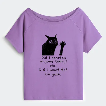 Tokyo-Tiger Black Cat Scratches People Off Shoulder T-Shirt