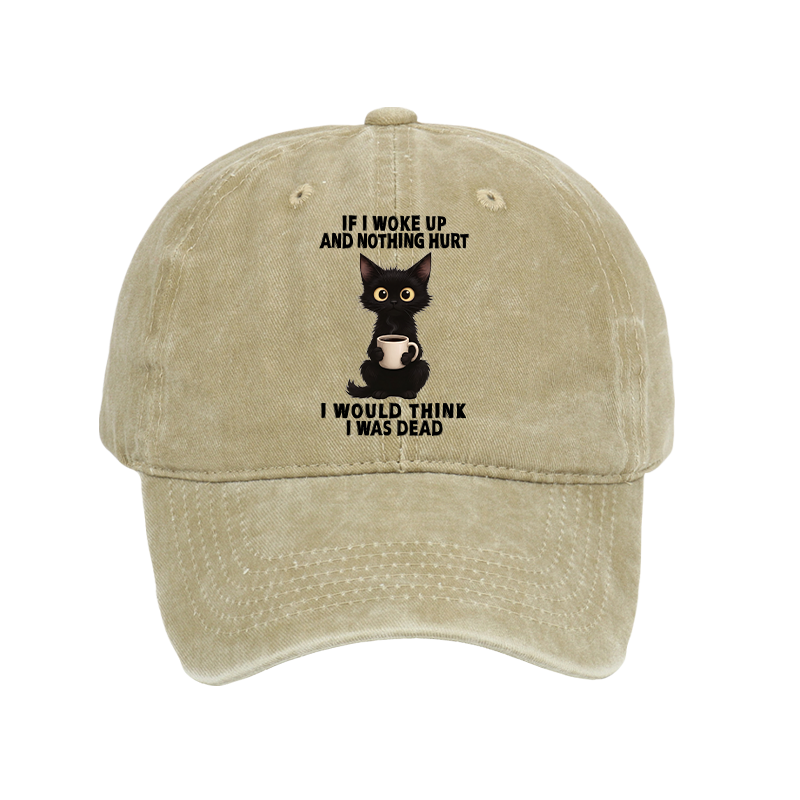 Tokyo-Tiger Funny Cute Black Cat And Coffee Meme Washed Cap
