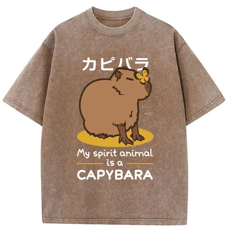 Tokyo-Tiger Spirit Animal Capybara Washed T-Shirt