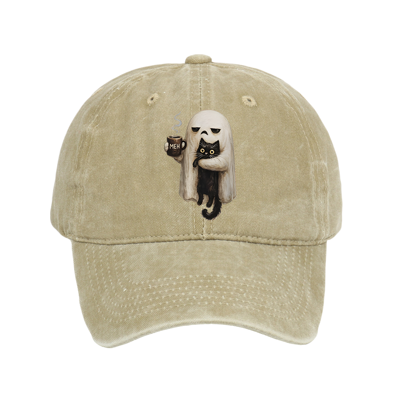Tokyo-Tiger Ghost Cat Coffee Mood Washed Cap