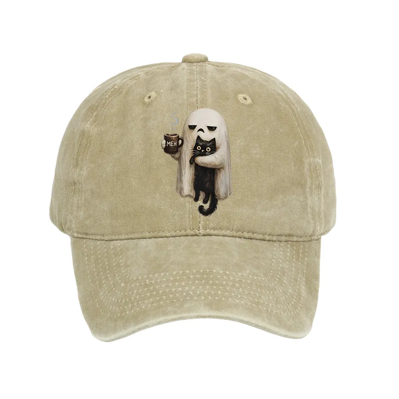 Tokyo-Tiger Ghost Cat Coffee Mood Washed Cap