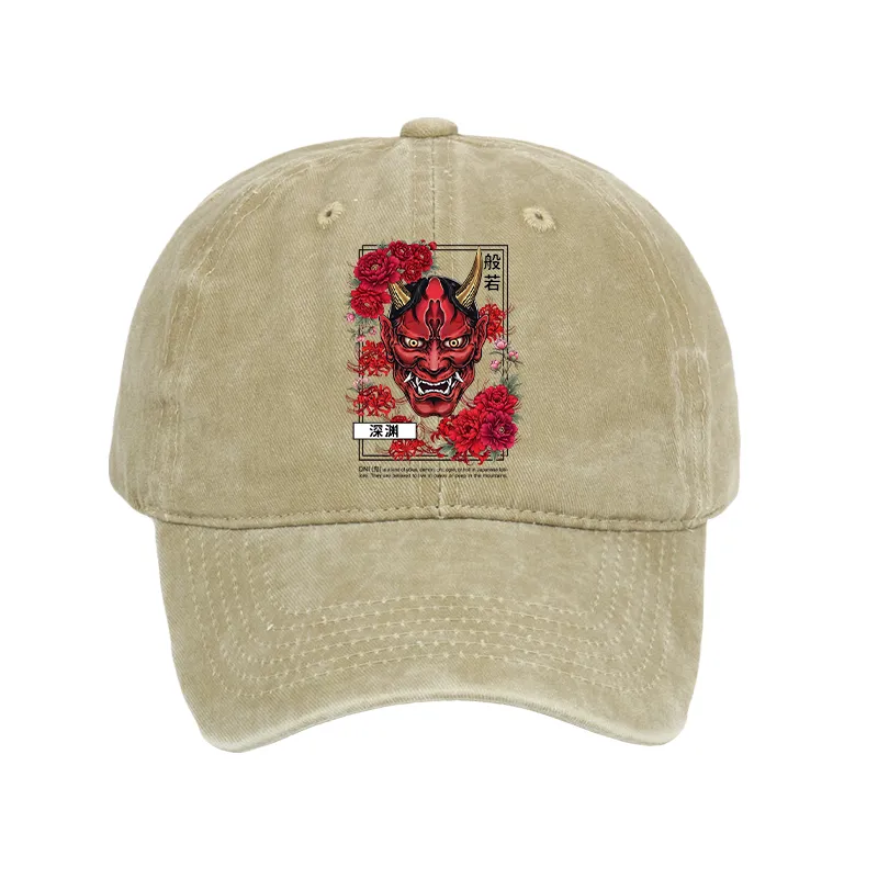Tokyo-Tiger Cool Oni Floral Art Washed Cap