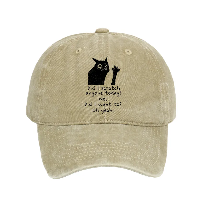 Tokyo-Tiger Black Cat Scratches People Washed Cap