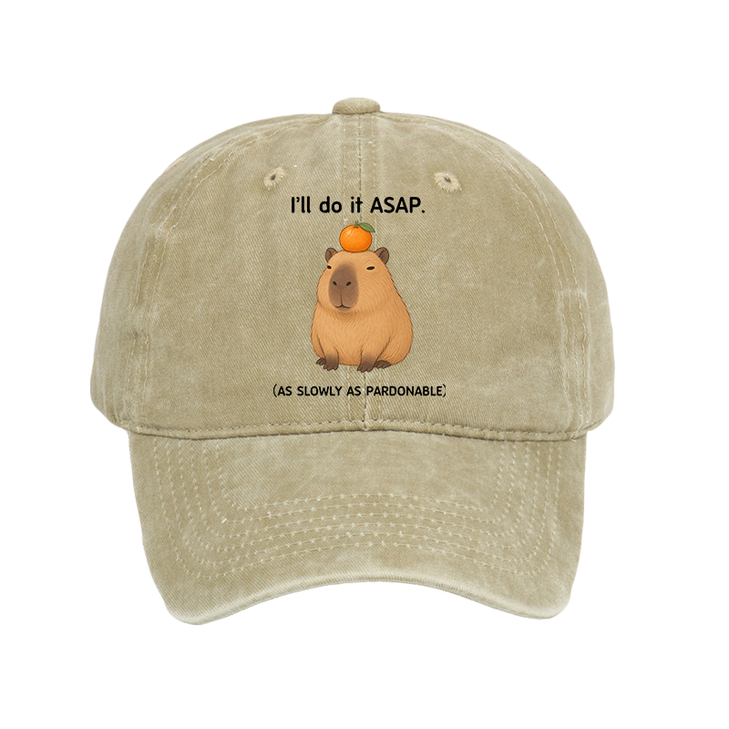 Tokyo-Tiger Slow Task Capybara Meme Washed Cap