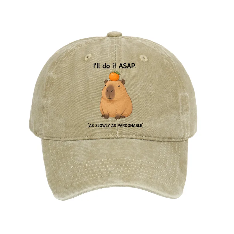 Tokyo-Tiger Slow Task Capybara Meme Washed Cap
