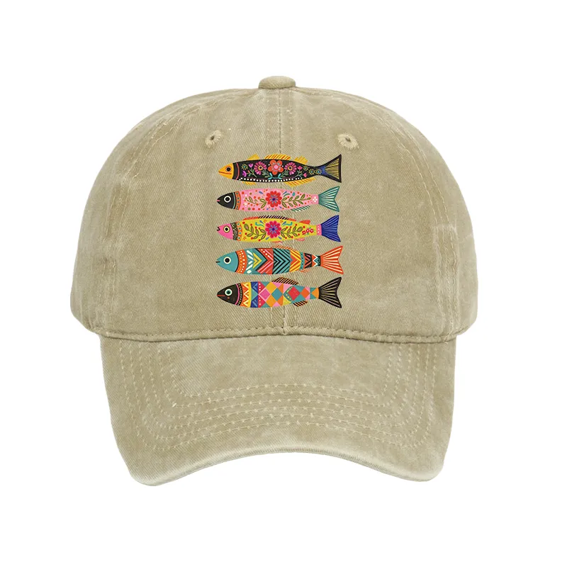Tokyo-Tiger Colorful Patterned Fish Washed Cap