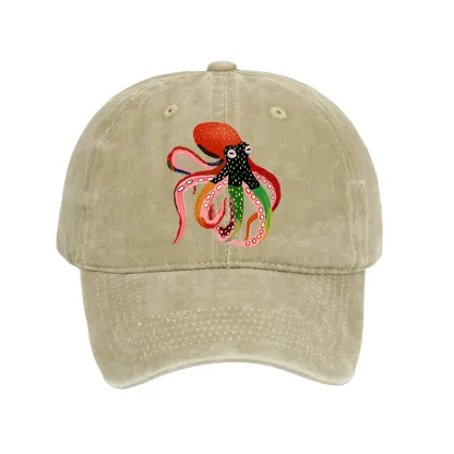 Tokyo-Tiger Colorful Octopus Art Washed Cap