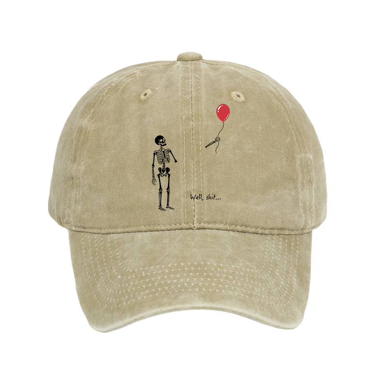 Tokyo-Tiger Skeleton Balloon Meme Washed Cap