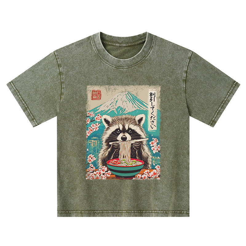 Tokyo-Tiger Please Give Raccoon A Discount Kids Washed T-Shirt