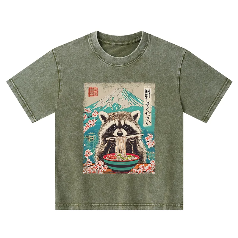 Tokyo-Tiger Please Give Raccoon A Discount Kids Washed T-Shirt