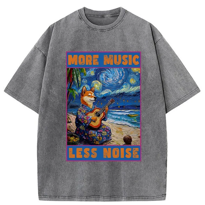 Tokyo-Tiger More Music Less Noise Washed T-Shirt