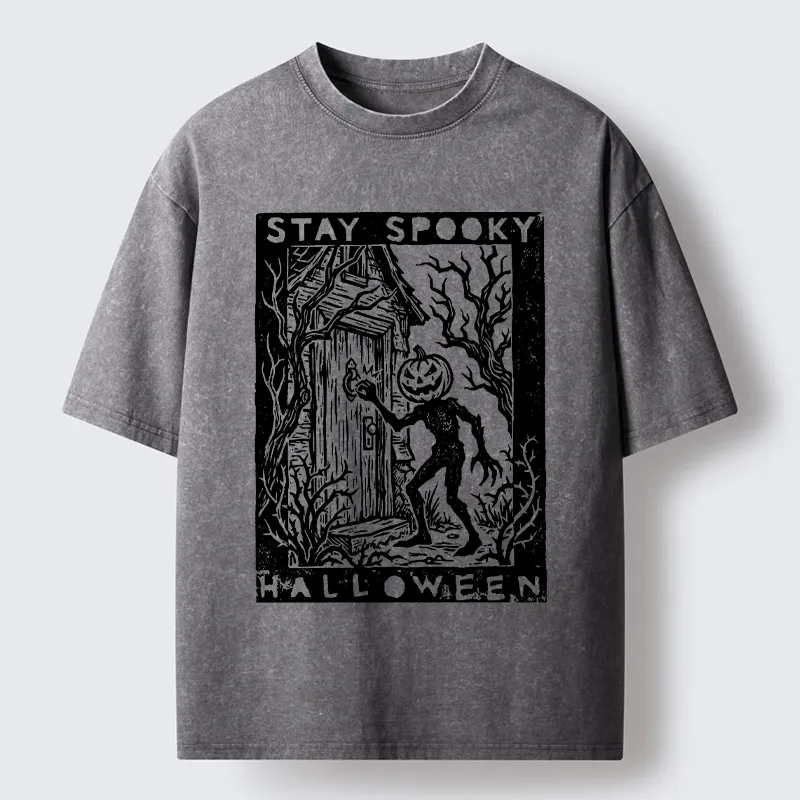 Tokyo‑Tiger Pumpkin Ghost Washed T‑Shirt
