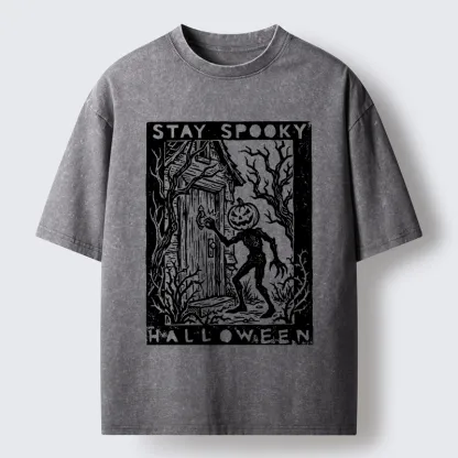Tokyo‑Tiger Pumpkin Ghost Washed T‑Shirt