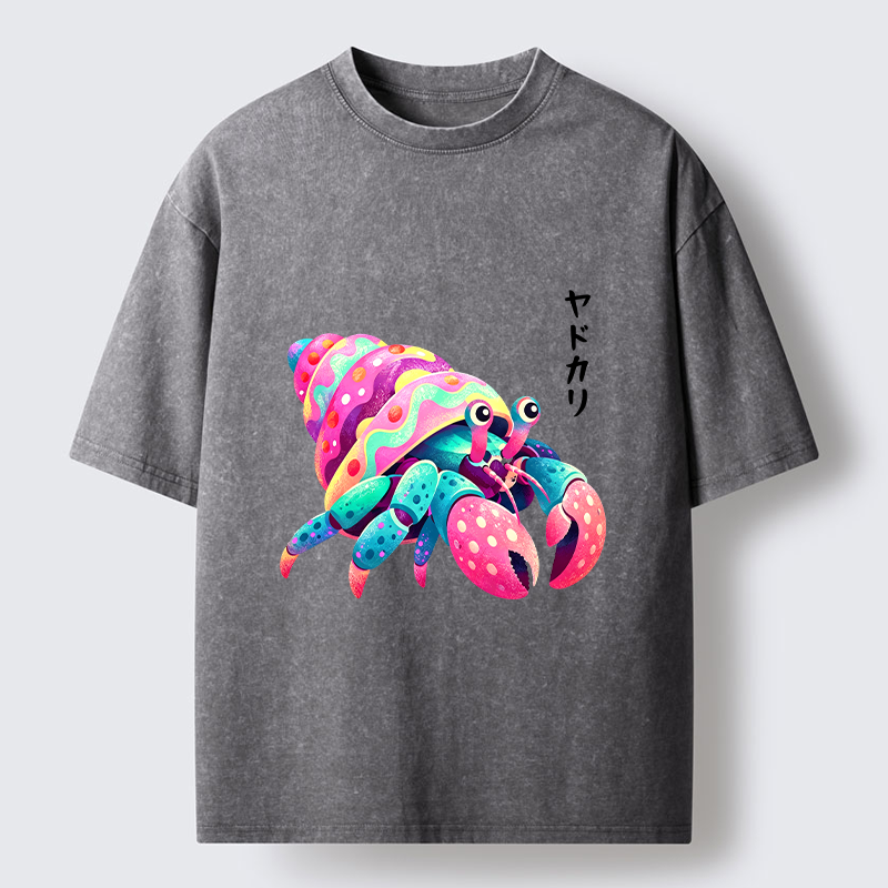 Tokyo‑Tiger Colorful Hermit Crab Washed T‑Shirt
