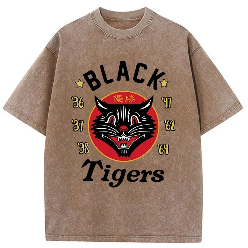 Tokyo-Tiger Japanese Black Tigers Washed T-Shirt