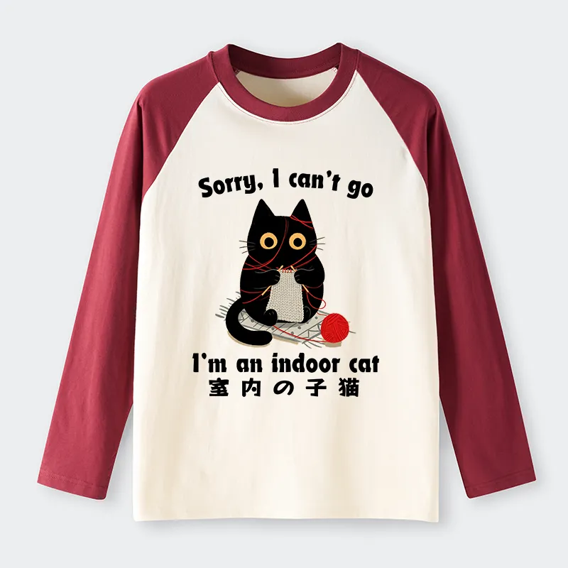 Tokyo-Tiger Indoor Cat Meme Raglan Long Sleeve T-shirt