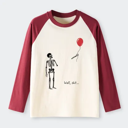 Tokyo-Tiger Skeleton Balloon Meme Raglan Long Sleeve T-shirt