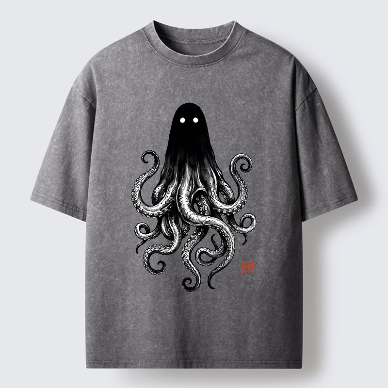 Tokyo‑Tiger Spooky Ghost Octopus Washed T‑Shirt