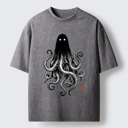 Tokyo‑Tiger Spooky Ghost Octopus Washed T‑Shirt