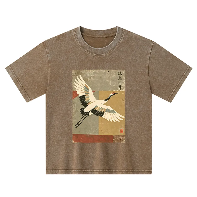 Tokyo-Tiger Crane Spirit Kids Washed T-Shirt Sale