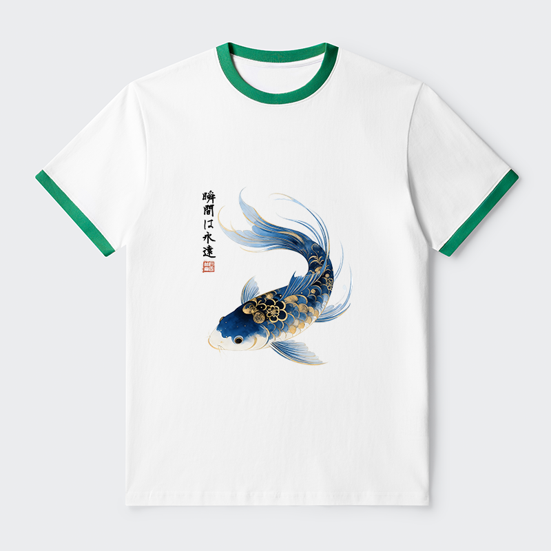 Tokyo-Tiger Elegant Koi Fish Watercolor Art Trim T-Shirt