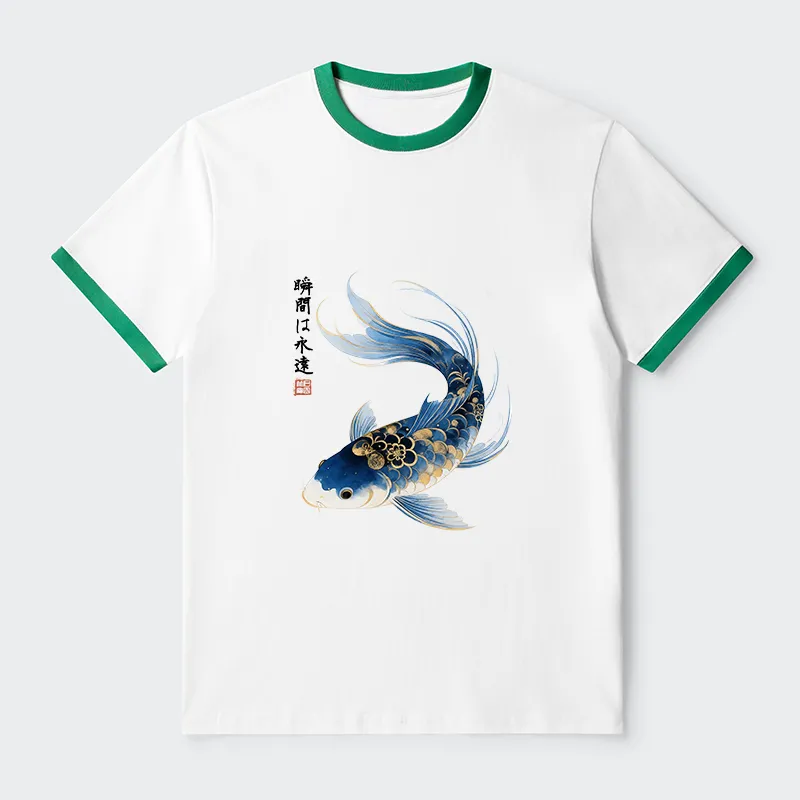 Tokyo-Tiger Elegant Koi Fish Watercolor Art Trim T-Shirt