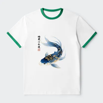 Tokyo-Tiger Elegant Koi Fish Watercolor Art Trim T-Shirt