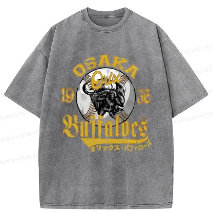 Tokyo-Tiger Japanese Baseball Bison Washed T-Shirt