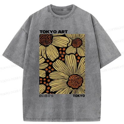Tokyo-Tiger Tokyo Flower Art Washed T-Shirt