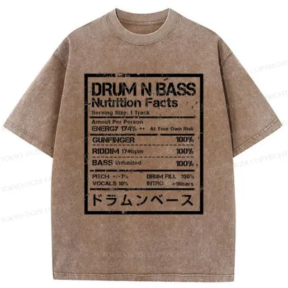 Tokyo-Tiger Drum&Bass Nutrition Facts Washed T-Shirt