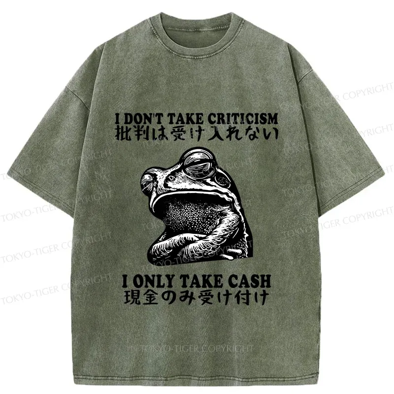 Tokyo-Tiger Frog Only Take Cash Washed T-Shirt