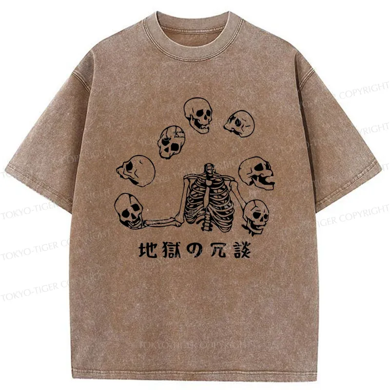 Tokyo-Tiger Skeleton Performing Acrobatics Washed T-Shirt