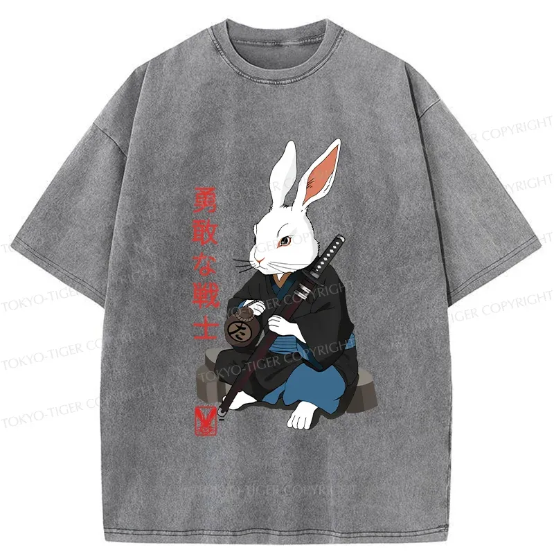 Tokyo-Tiger Rabbit Samurai Washed T-Shirt