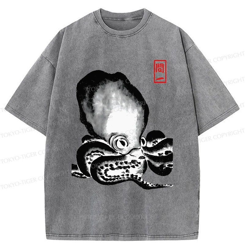 Tokyo-Tiger Retro Octopus Washed T-Shirt