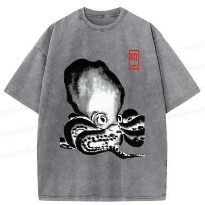 Tokyo-Tiger Retro Octopus Washed T-Shirt