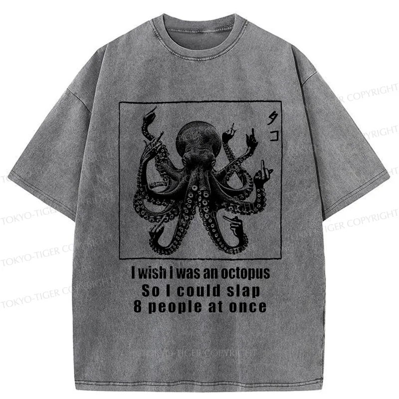 Tokyo-Tiger I Wish I Was An Octopus Washed T-Shirt