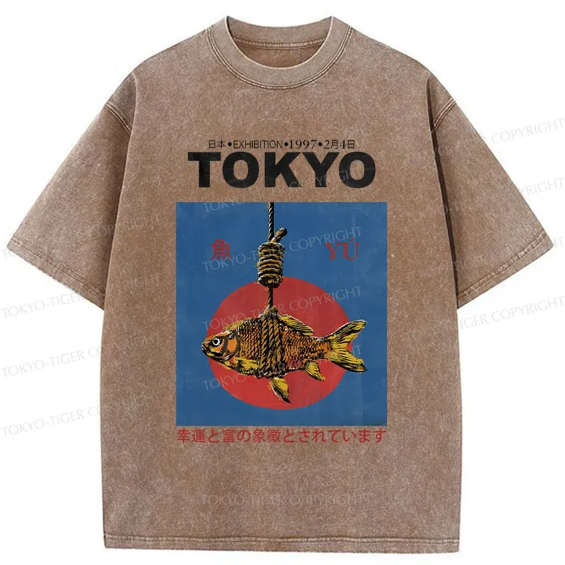 Tokyo-Tiger Retro Tokyo Fish Washed T-Shirt