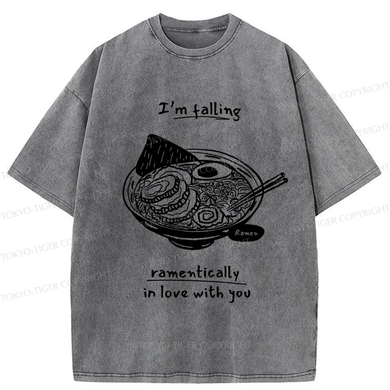 Tokyo-Tiger I'm Falling In Love With Ramen Washed T-Shirt