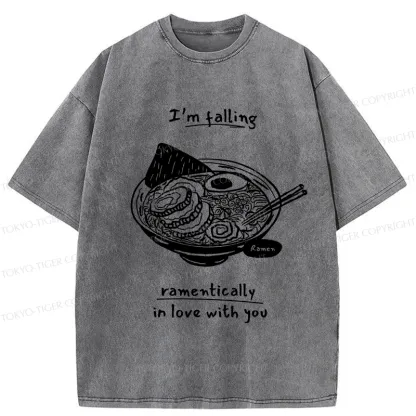 Tokyo-Tiger I'm Falling In Love With Ramen Washed T-Shirt
