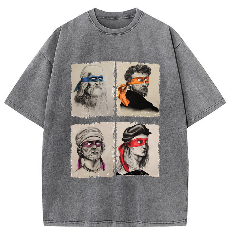 Tokyo-Tiger Funny Ninja Artists Washed T-Shirt