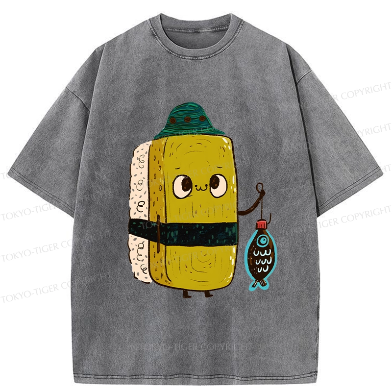 Tokyo-Tiger Cute Sushi Fisher Washed T-Shirt