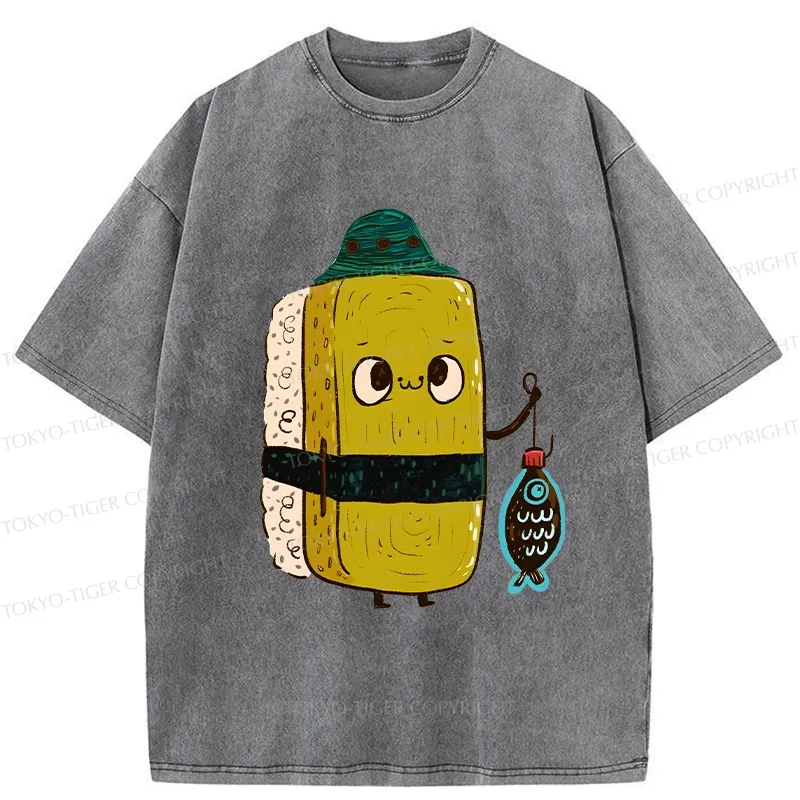 Tokyo-Tiger Cute Sushi Fisher Washed T-Shirt Sale